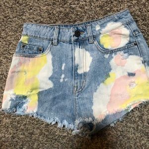 High rise cut off denim shorts